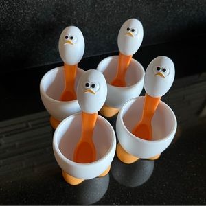 Breakfast egg cup with spoon cute silly goose style